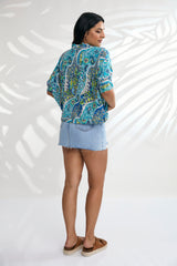 Kimono (Crop) - Paisley Blue