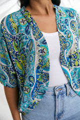 Kimono (Crop) - Paisley Blue